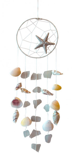 Klangspiel "Sea Shell" Recyceltes Holz/Glas weiss 14x50cm