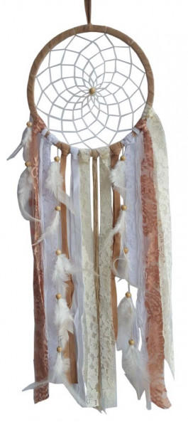 Traumfänger "Brocade" Leder 22cm mit Synthetik und Brokatfäden, 22x80cm