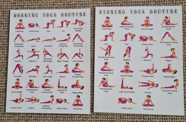 2er-Set Morgen- und Abend-Yoga-Routinen als Poster