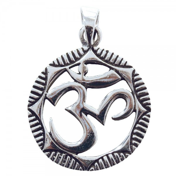 Anhänger Om im Lotus 2,5cm Silber 925 6,7g