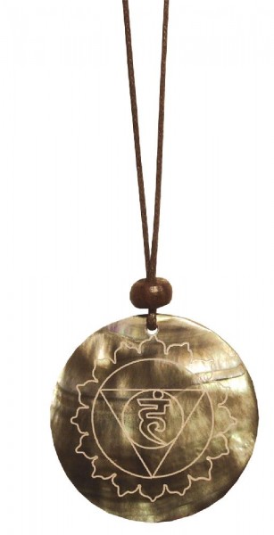 Muschelschmuck mit Gravur Vishuddi Chakra 4cm