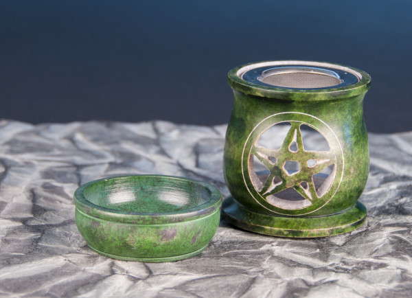 Räucherstövchen Pentagramm, grün