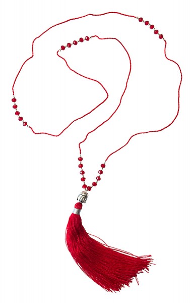 Buddha Mala rot mit 25 Glasperlen 48cm