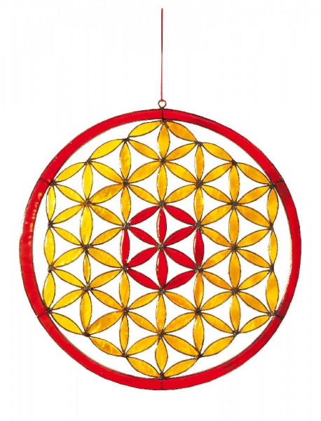Spiritcatcher Blume des Lebens Fiberg rot-orange 20cm