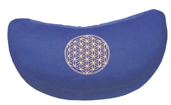 Meditationskissen mondsichel blau 40x20cm mit Inlet 100% Baumwolle mit Dinkelspelzfüllung